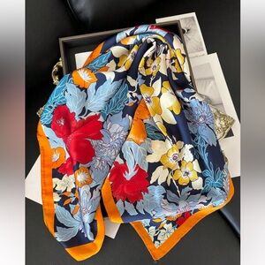 Floral Silk Like Scarf with Vibrant Colors nwt